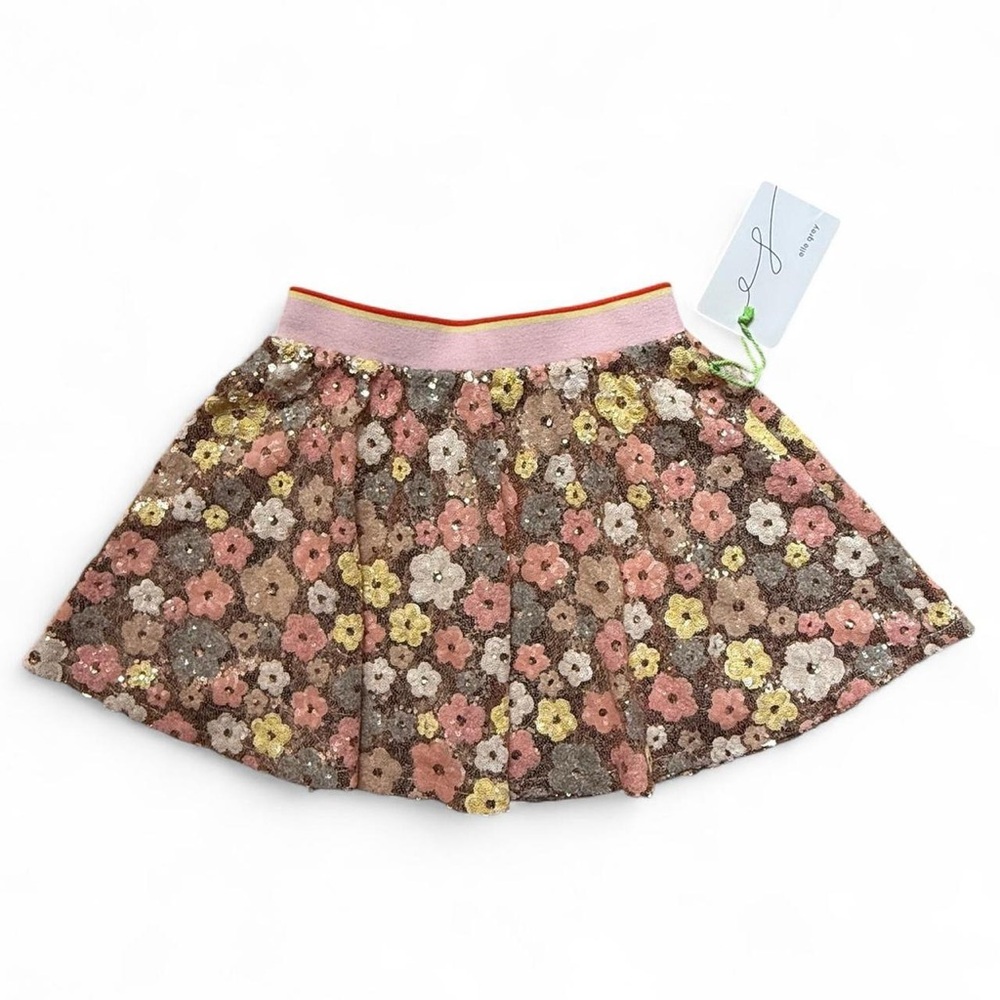 🌸 Elle Grey Floral Sequin Mini Skirt 🌸 NWT – $35